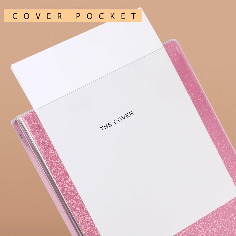 Nature Touch 3 Ring Binder, Glitter 1 Inch Organizer (10.5'' x 11.5'') Holds 8.5’’ x 11’’ Letter Size 300 Pages, Waterproof Durable View Binder, 1 Pack, Crystal Pink - Image 5